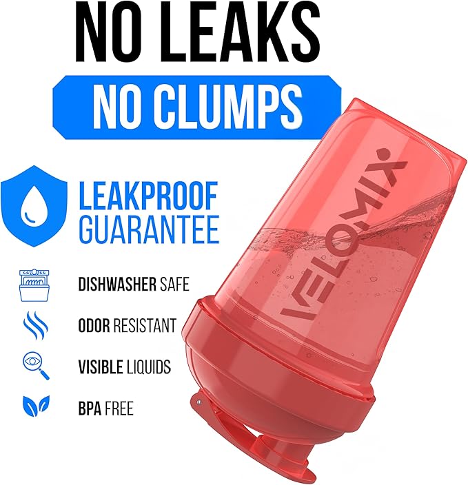 VELOMIX -2 Pack- 20 oz Protein Shaker Bottles for Protein Mixes - 2x Wire Whisk | Leak Proof Shaker Cups for Protein Shakes and Pre Workout | Protein Shaker Bottle Pack (Blush Storm)