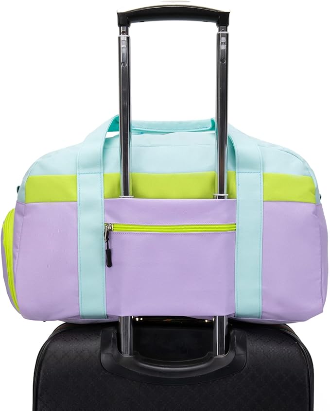 HawLander Kids Duffle Bag for Boys or Girls, Fit Sports Practice, or Overnight Travel Weekend (Light Green)