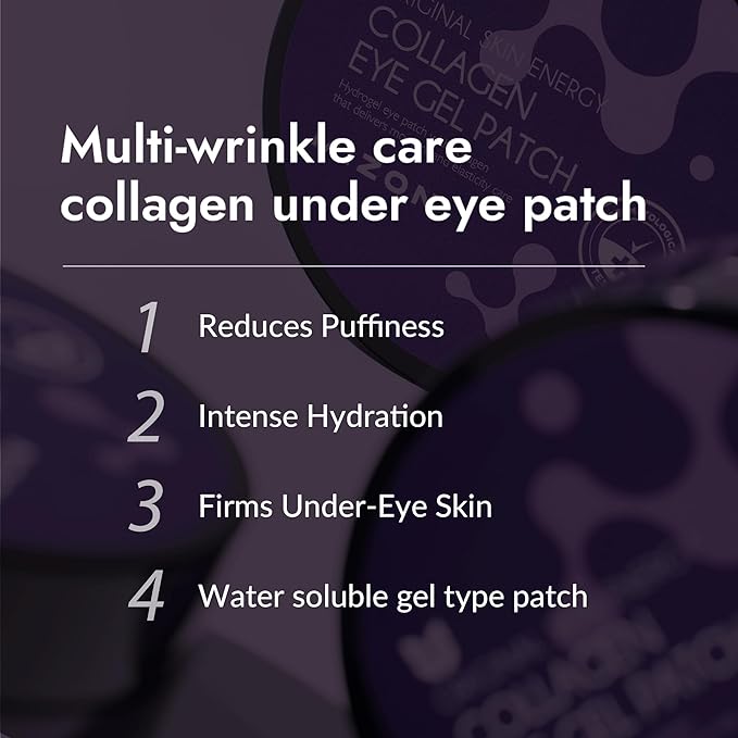 MIZON Marine Collagen Eye Gel Patch with Hydrolyzed Collagen, Caviar, and Chamomile for Firming, Nourishment, and Wrinkle Care- Korean Eye Mask– 60pcs –