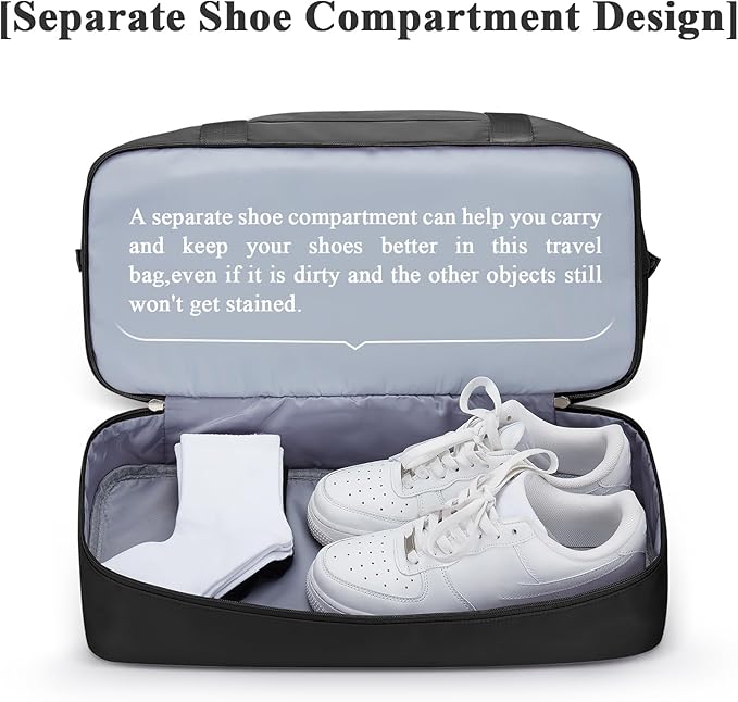 Travel Duffel Bag with Shoes Compartment, Carry on Overnight Weekender Bags for Women, For Spirit Airlines 18x14x8 Personal Item Bag