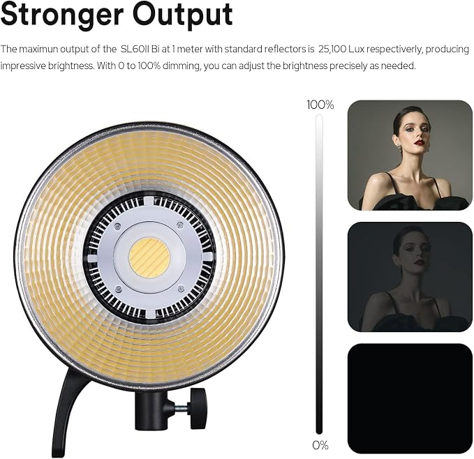Godox SL60IIBi Bi-Color LED Video Light, 75W 25100Lux@1M CRI 96+ 11 FX Effects APP Control Bowens Mount Photography Continuous Light for Photography&Video