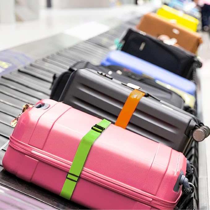 Luggage Straps for Suitcases TSA Approved, Travel Belt Suitcase Belt, Suitcase Straps TSA Approved, Luggage Belt Strap TSA Approved, Travel Straps for Luggage, 4Pcs Luggage Band Orange, Green