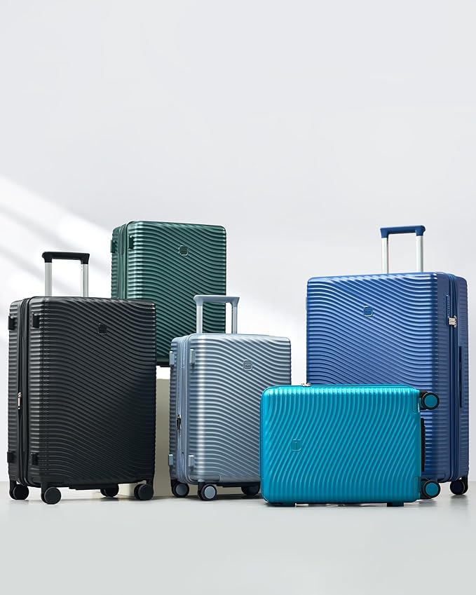 MILADA 24 Inch Expandable Checked Luggage - Hardshell Suitcase with Wheels, TSA Lock, Durable PC Shell, Checked Baggage, Lightweight & Scratch-Resistant, Interstellar Blue