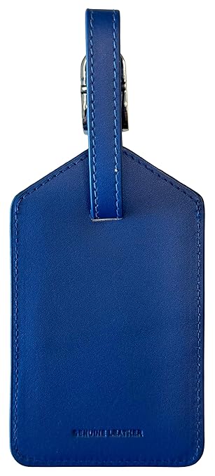 Cobalt Blue Genuine Top Grain Leather Luggage Tag