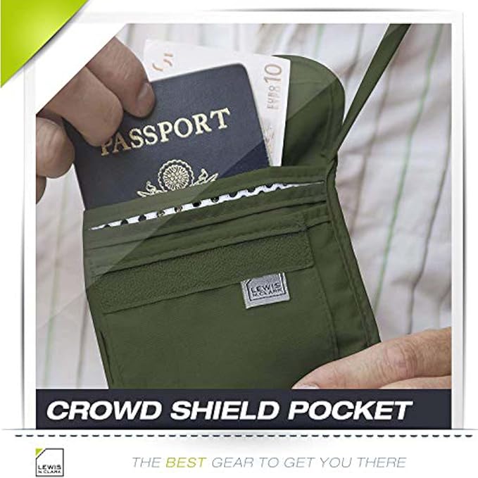 Lewis N. Clark Men's RFID Blocking Stash Wallet, Travel Neck Pouch Passport Holder for Women & Men, Olive, One Size