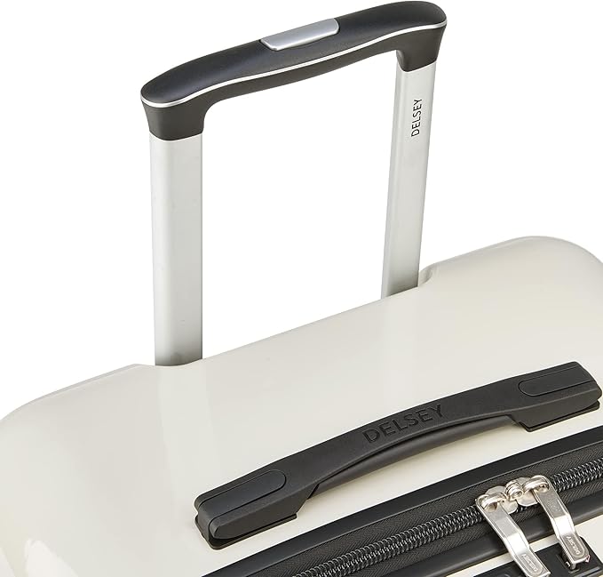 DELSEY PARIS Cruise 3.0 Hardside Expandable Luggage with Spinner Wheels, Glossy Ivory, Checked 26 Inch Trunk