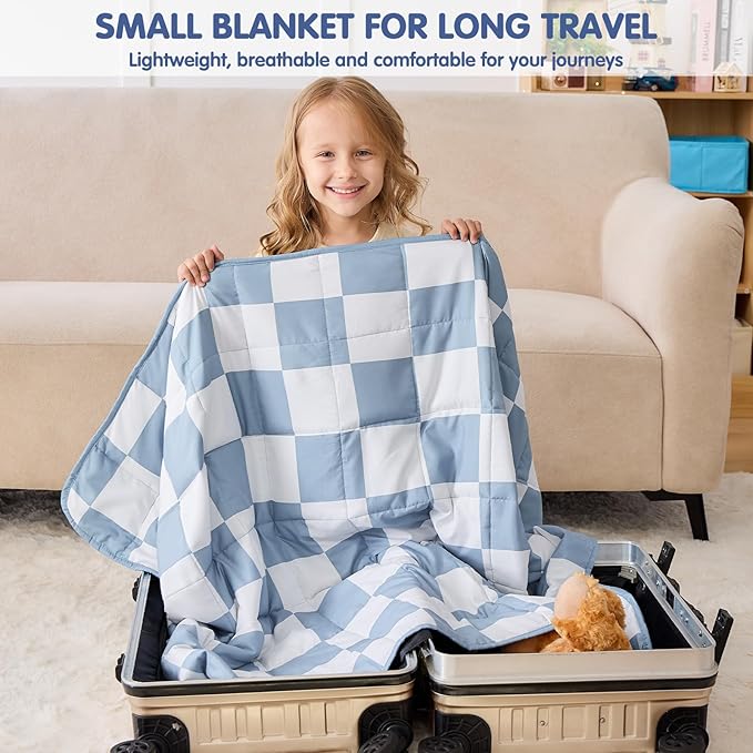 yescool Blue Checkered Weighted Blanket 3 Pounds Plaid Weighted Throw Blanket, Heavy Blanket for Sleeping, Tartan Bed Throw Blanket Gifts for 20-40lbs, 36"x48"