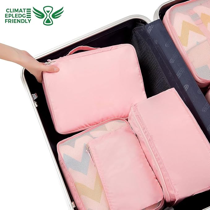 BAGAIL 8 Set Packing Cubes Luggage Packing Organizers for Travel Accessories-Blush Pink