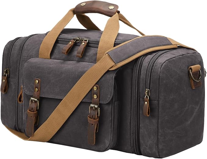Waxed Canvas Duffel Bag 50L Waterproof Duffle Bag Travel Overnight Weekender Bag