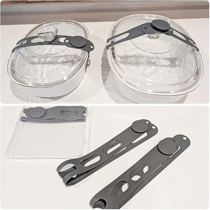 3-Pack Reusable Silicone Latch Strap, Secures Slow Cooker Lid, Pot, Bento Box, 21in Durable Elastic Self-Lock Tie for Organizing&Bundling Cords, Curtain, Yoga Mat (Gray&Gray&Gray)