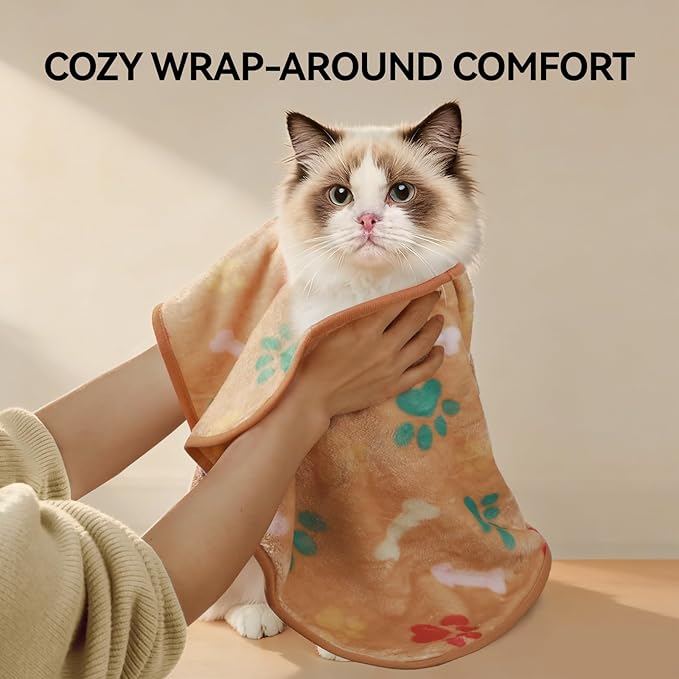 LINENLUX 1 Pack 3 Blankets Super Soft Fluffy Premium Fleece Dog Blankets for Puppy Cat Pet Blanket Flannel Throw Warm Sleep Bones and Claws 31x20 inches