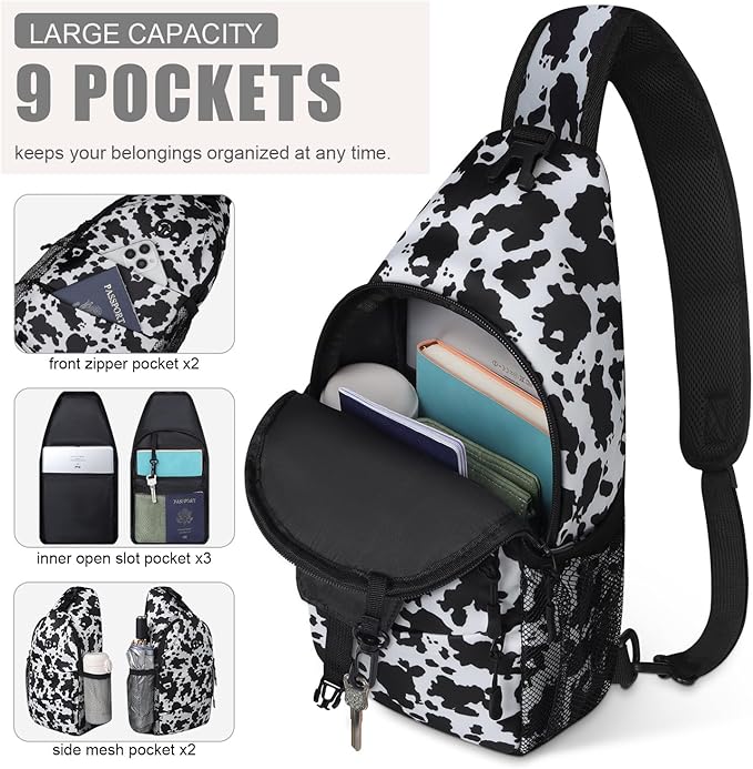Crossbody Bags for Women Men Trendy Sling Bag Backpack Casual Chest Bag with Convertible Shoulder Strap