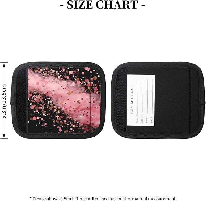 Black Pink Glitter Pattern Luggage Handle Wraps for Suitcase Luggage Identifiers Soft Handle Grips Covers for Travel Accessories, 2 Pack