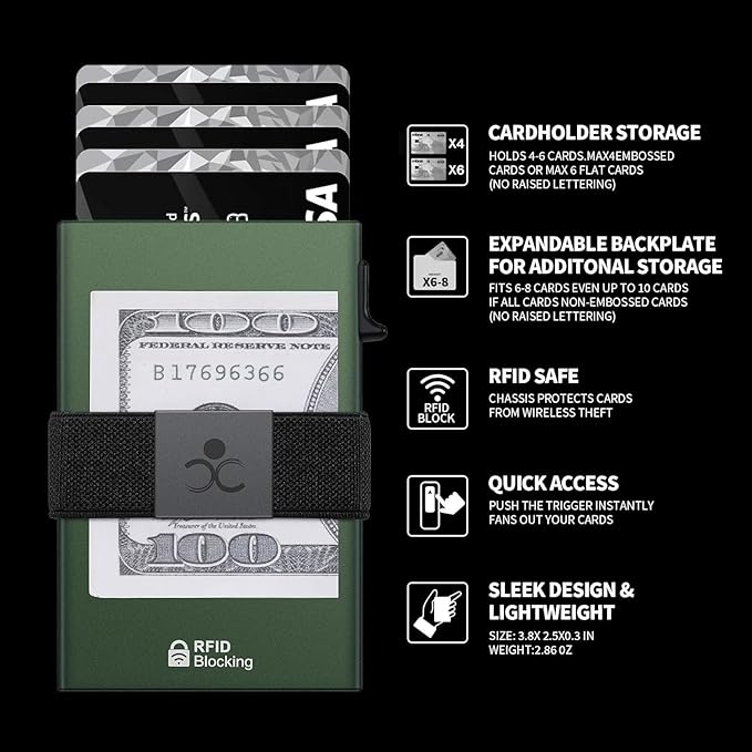 SEMORID Slim Aluminum Card Holder Wallet - RFID Blocking Pop up Minimalist Wallet for Men | Front Pocket Smart Wallet Metal Card Case | Presents for Him