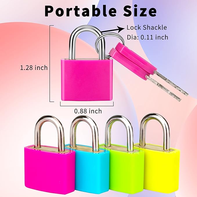 4 Pcs Suitcase Locks with Copper Keys Protect Your Belongings with Febwind's Set of 4 Mini Padlocks Multicolor Durable Locks for Suitcases Backpacks Boxes Cabinet and Laptop Bags