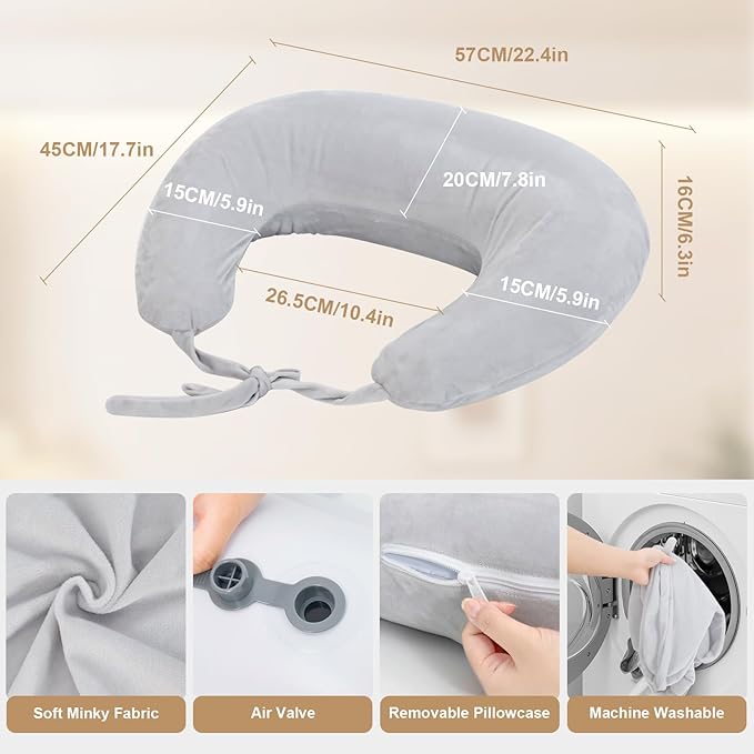 IFOYO Inflatable Reading Pillow for Lap, Gaming Pillow for Sitting in Bed or Sofa, Crochet Pillows for Arm Support & Reducing Lap Arm Sore During Reading, Working, Elbow Rest with Washable Cover