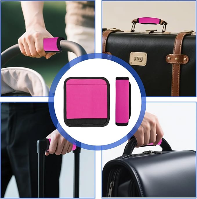 6 Pack Luggage Handle Wrap for Suitcase Luggage Tags Bright Soft Suitcase Identifiers Luggage Handle Covers Travel Accessories, Pink