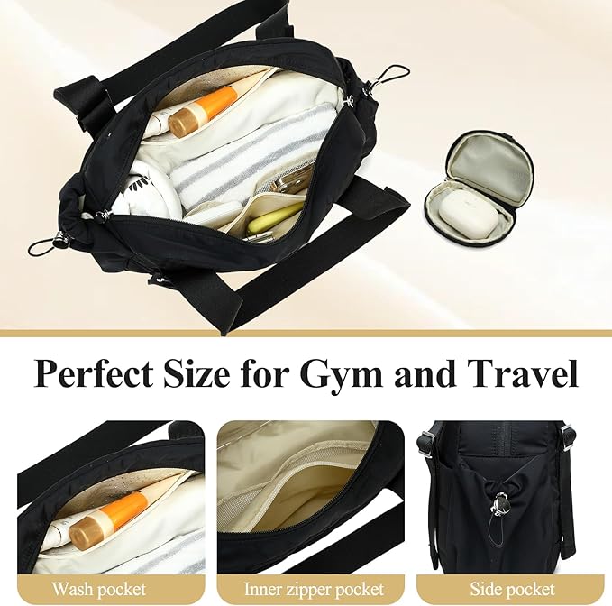 CAMTOP Mini Gym Bag for Women, Small Gym Tote Bag Puffy Quilted Sports Duffel Bag with Wet Compartment and Coin Purse Duffel Bags Dance Yoga Workout Bag for Gifts