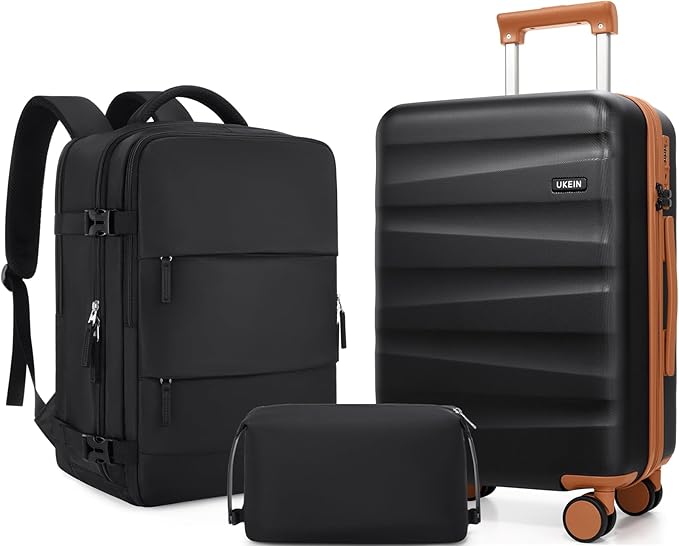 UKEIN Luggage Set with Backpack,Polycarbonate Carry On Luggage Airline Approved with Spinner Wheels, Hardshell Travel Suitcase with TSA Lock,Suitcase Set 3 Piece