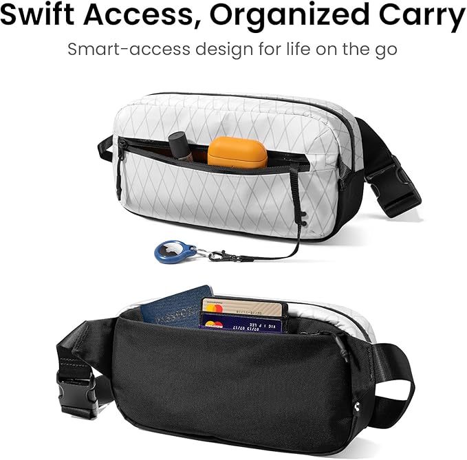 tomtoc 3.5L X-Pac Sling Bag with RFID Blocking, Crossbody Bag Minimalist Chest Shoulder Pack for Men/Women, Water-resistant Lightweight Casual Funny Pack for Travel/Daily Commute