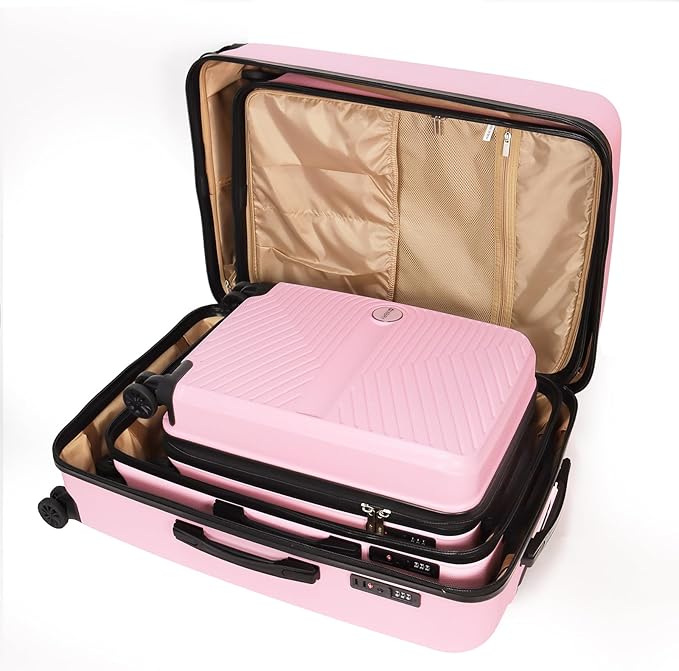Luggage Set 3 Pieces -Suitcase Set - Luggage with Wheels - Check-in Luggage - PC + ABS Durable Suitcase Rotating Silent Wheels 3-Piece 20/24/28 Mint Green (pink)