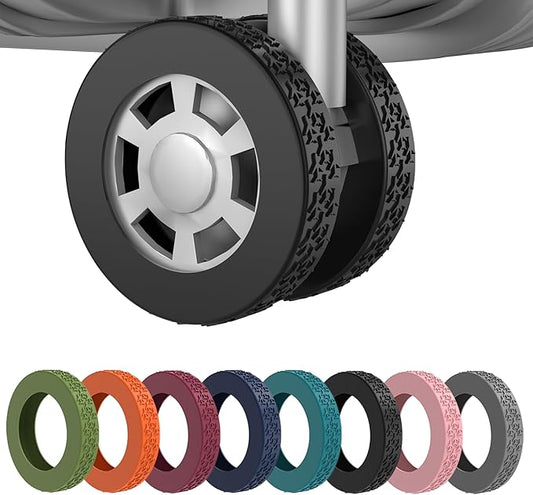 8 Pack Luggage Wheel Covers,Silicone Protective Covers for 2-2.4" Suitcases Spinner Wheel,Upgraded Wear-Resistant, Silent, Shock Absorption Luggage Accessories for Carry-On Travel(Black)