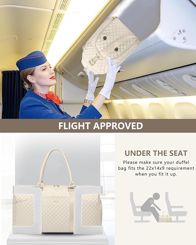 Women Weekender Travel Duffle Bag: Travel Duffel Overnight Bags with Shoe Compartment Large Carry on Tote with Toiletry Bag Weekend Traveling Yoga Gym Hospital Bag for Women with Wet Pocket Beige