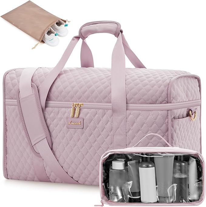 LOVEVOOK Travel Duffle Bag - Weekender & Overnight Bag with Toiletry & Wet Pocket, Carry-On Size, 3pc Set