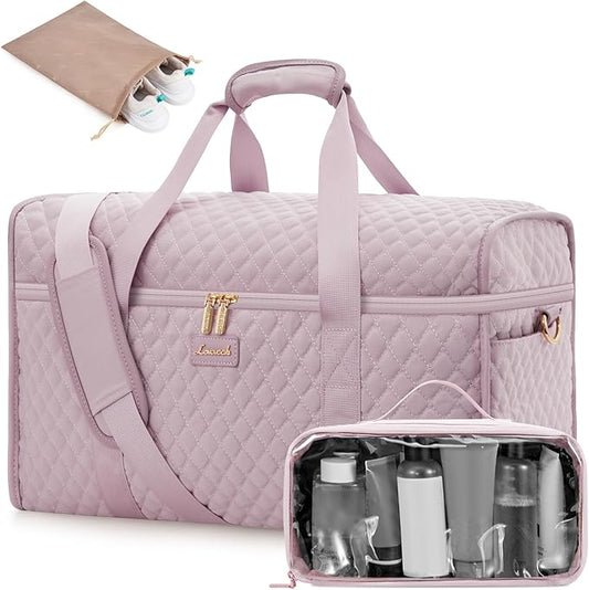 LOVEVOOK Travel Duffle Bag - Weekender & Overnight Bag with Toiletry & Wet Pocket, Carry-On Size, 3pc Set