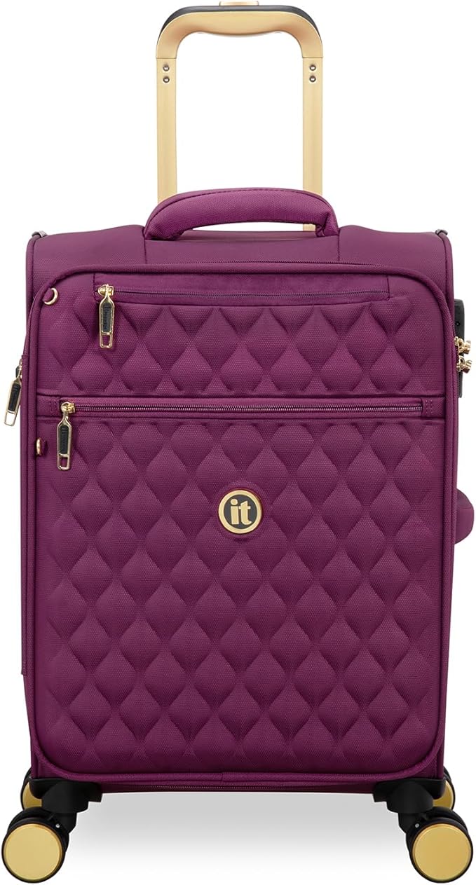 It Luggage Glimmering 22" Softside Carry-On 8 Wheel Expandable Spinner, Amaranth