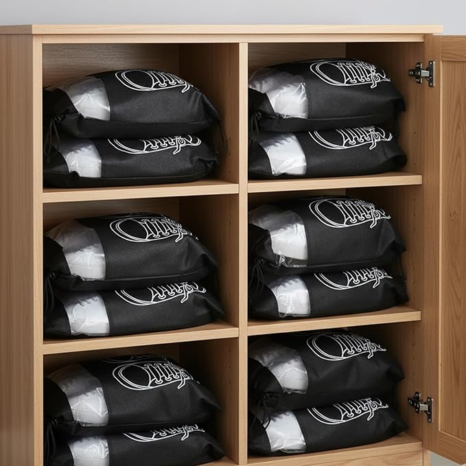 4Pcs Travel Shoe Bag Shoe Storage Bag with Clear Window Drawstring Shoes Bags for Packing in Suitcase Shoes Pouch for Men Women