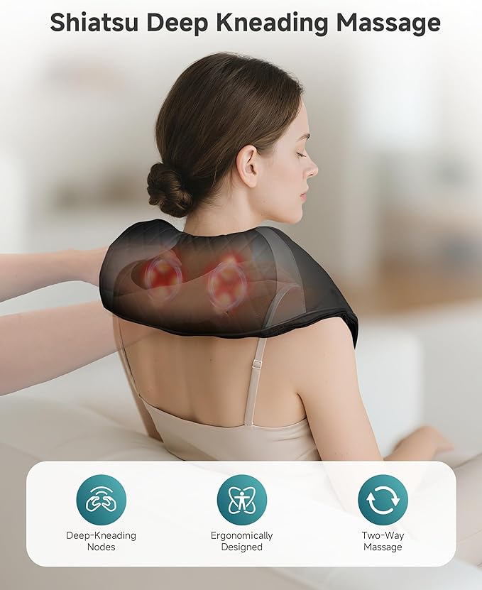 Snailax Cordless Neck Massager with Heat, Shiatsu Neck Back Massager for Pain Relief Deep Tissue, 4D Kneading Shoulder Massager Pillow for Shoulder, Leg Rechargeable Massage Gifts for Mom, Dad