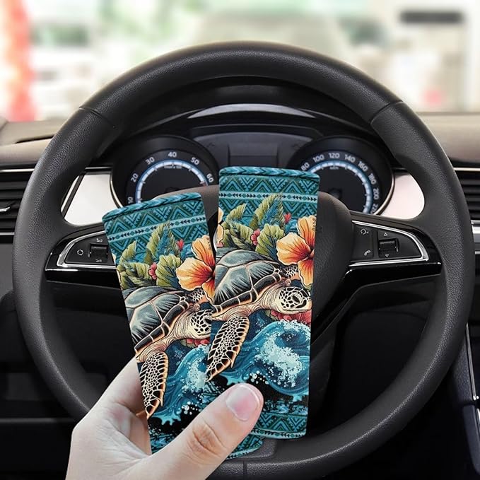 BIGCARJOB Blue Sea Turtle Luggage Handle Wrap for Suitcase,2 Pcs Personalized Door Handle Protector Covers Luggage Handle Wraps Protection Cover for Women