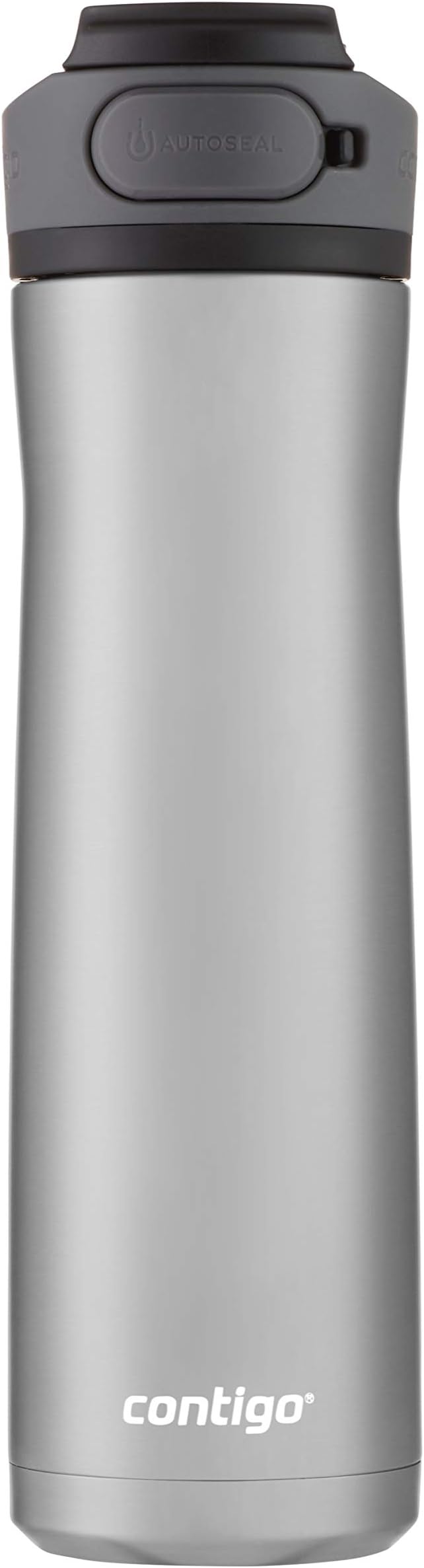 Contigo Cortland Chill 2.0 Vacuum-Insulated Stainless Steel Water Bottle, Spill-Proof Sip Technology, Interchangeable Lid, 24oz, Steel/Licorice, Perfect for Fitness Travel Everyday Use