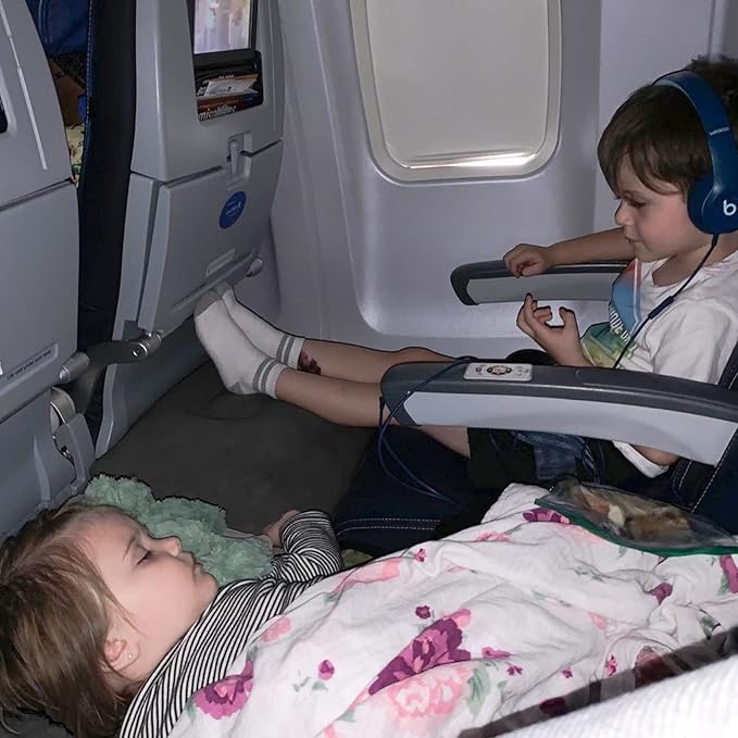 [2-Pack] Rewondah Inflatable Foot Rest Airplane, Kids Airplane Bed | Adjustable Height Travel Foot Rest Pillow | Toddler Flights Seat Extender | Inflatable Foot Rest for Air Travel Flights Train, Car
