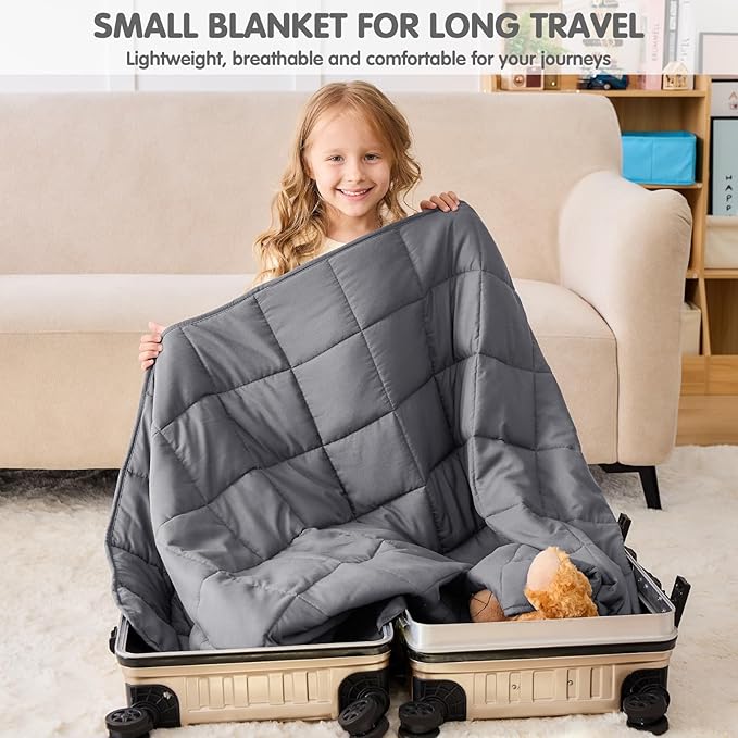 yescool Weighted Blanket 5 Pounds Cooling Weighted Lap Blanket, Grey Heavy Blankets for Sleeping, Weighted Throw Blanket Gift for 40-60lbs, 40"x60"