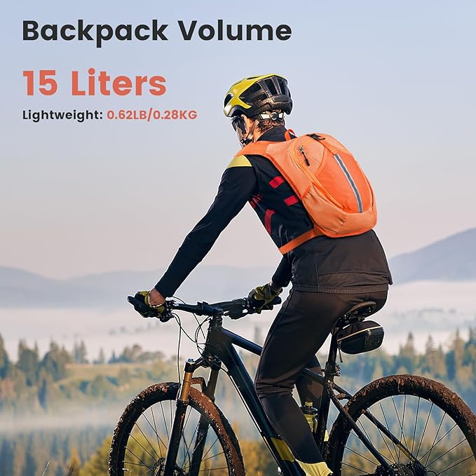 Small Hiking Backpack 15L-Lightweight Packable Foldable Backpack for Travel Camping Outdoor Commute,Compact Rucksack for Women Men(Orange)