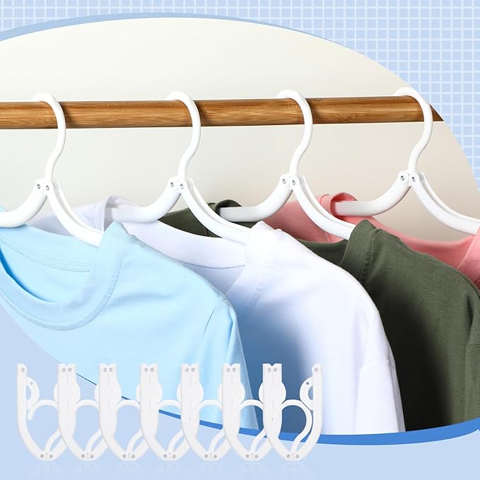 Sieral 40 Pcs Foldable Travel Hangers Plastic Portable Folding Clothes Hangers Cruise Ship Essentials for Travel Cruises Suitcase Dormitory School Hotel Women Laundry Coat Bag Drying (White)