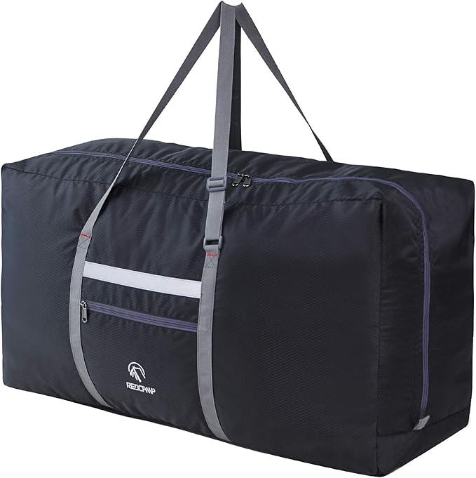 REDCAMP 125L Foldable Extra Large Duffle Bag, Lightweight Travel Duffel Bag with Adjustable Strap for Men Women, Black 125L