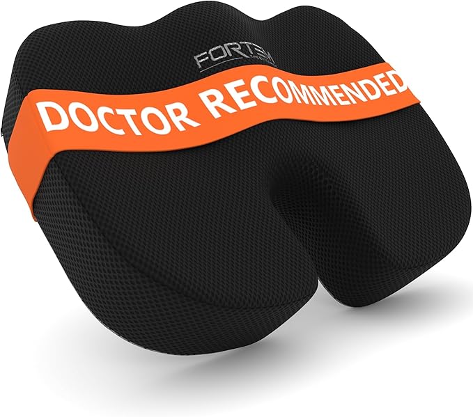 FORTEM Seat Cushion, Office Chair Cushion, Desk Chair Memory Foam, Sciatica Coccyx Tailbone Pain Relief, Pressure Relief, Sitting Pad, for Long Gaming & Sitting, Washable Cover, Non Slip, XL