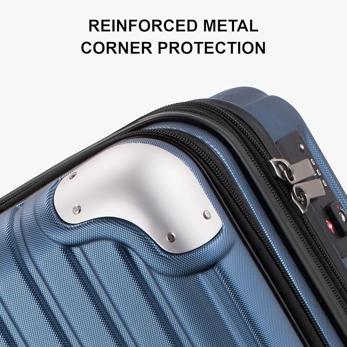 LEVEL8 Grace Carry On Luggage Airline Approved, 20 Inch Expandable Hardside Carry On Suitcase With Wheels, Abs+Pc Small Luggage with Tsa Lock, Blue, 20-Inch