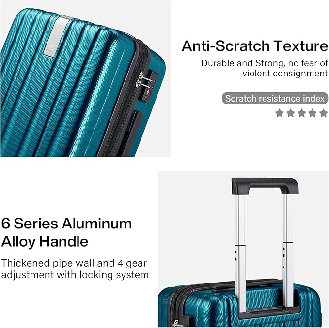 Hanke Expandable Hard Shell Luggage Sets 2 piece Carry on Luggage with Wheels Suitcases Lightweight Checked Tsa Luggage Rolling Large Suitcase Travel Luggage Bag Woman Men 20/29 Inch(Caribbean Blue)