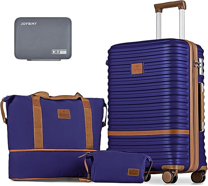 Joyway Expandable 24 Inch Luggage with Spinner Wheels, Lightweight Hard Shell Medium Checked Suitcase, 3 Piece Luggage Sets with TSA Lock, Navy