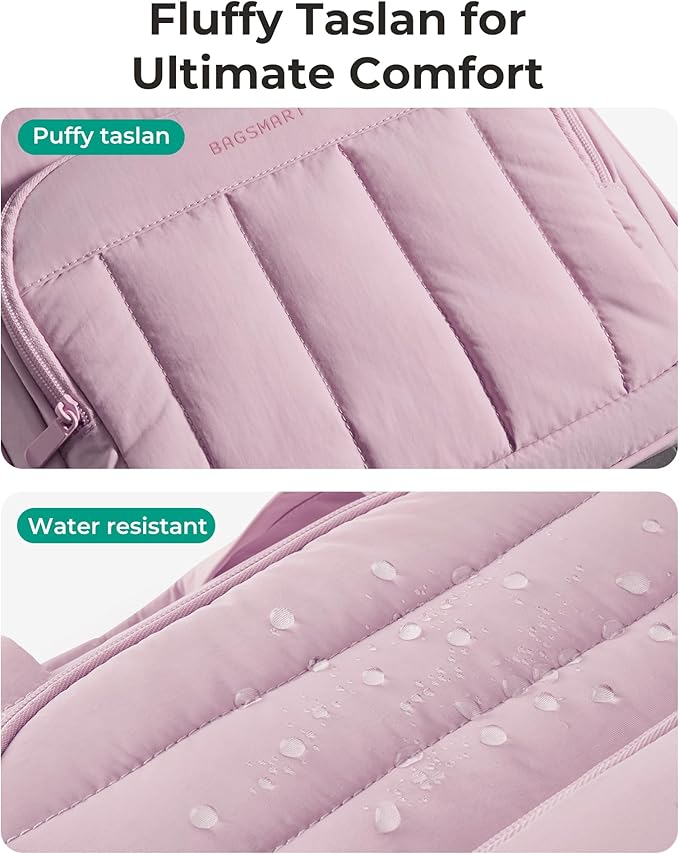 BAGSMART Small Underseat Carry on Luggage with Wheels, 16 inch Small Under Seat Luggage, Lightweight Travel Suitcase for Women, Mist Purple