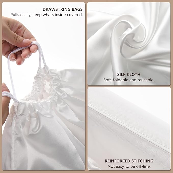 6 Pack 19.6x15.7in Purse Dust Bags for Storage, Dust Bags for Handbags Silk Cloth Bag With Drawstring for Storage Handbag, Purse, Shoes, Boots(White)