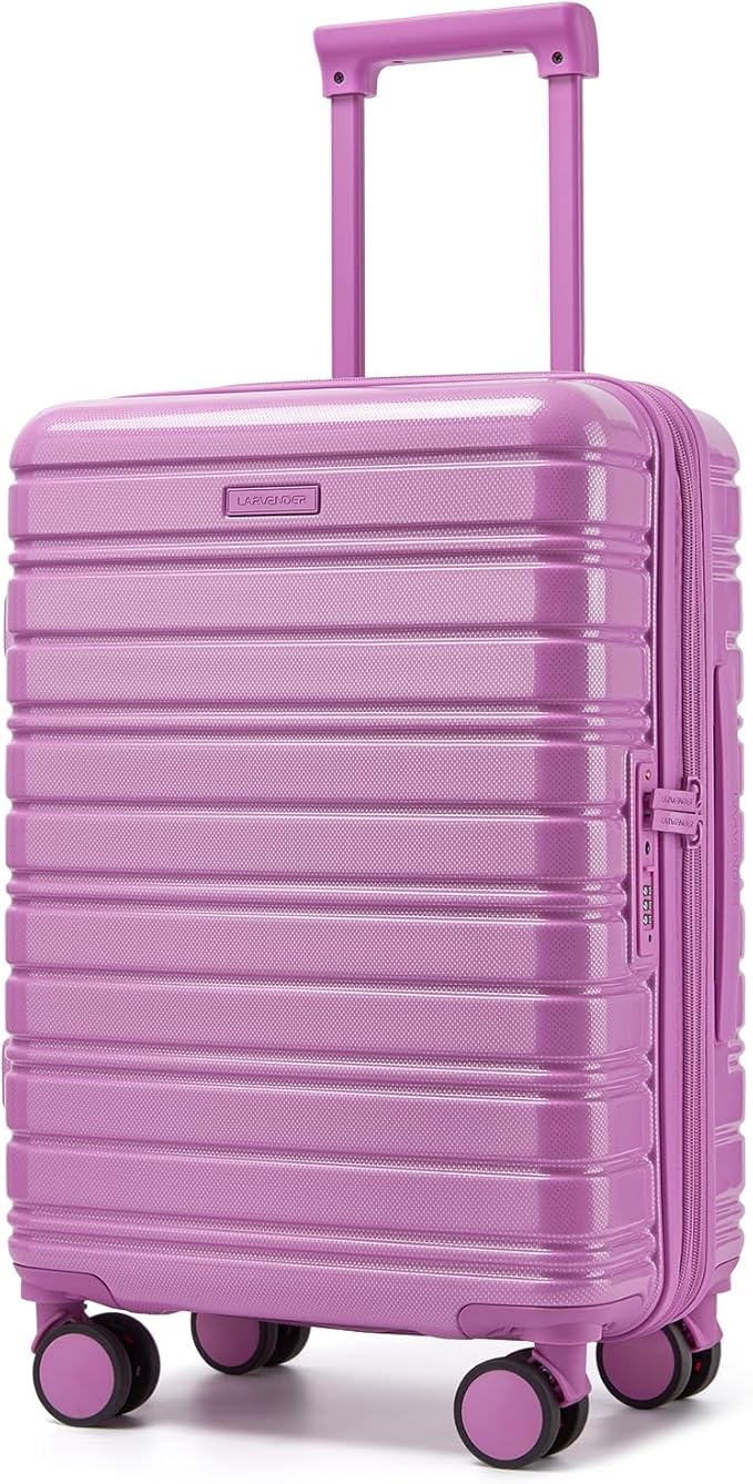 LARVENDER Carry On Luggage 22x14x9 Airline Approved, 20 Inch Expandable PC+ABS Hardside Suitcase Carry On Luggage with Spinner Wheels TSA Lock for Women Men (Berry)