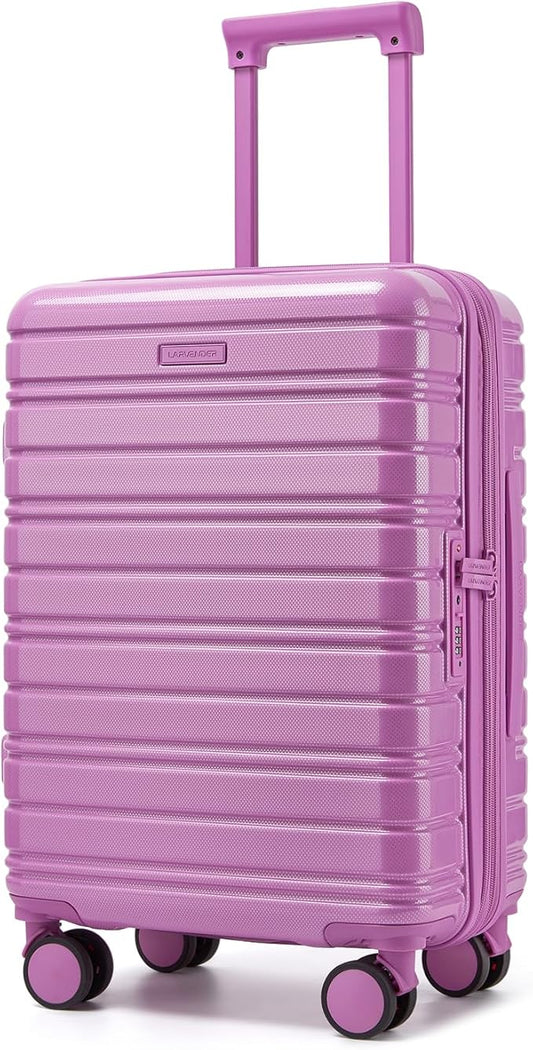 LARVENDER Carry On Luggage 22x14x9 Airline Approved, 20 Inch Expandable PC+ABS Hardside Suitcase Carry On Luggage with Spinner Wheels TSA Lock for Women Men (Berry)