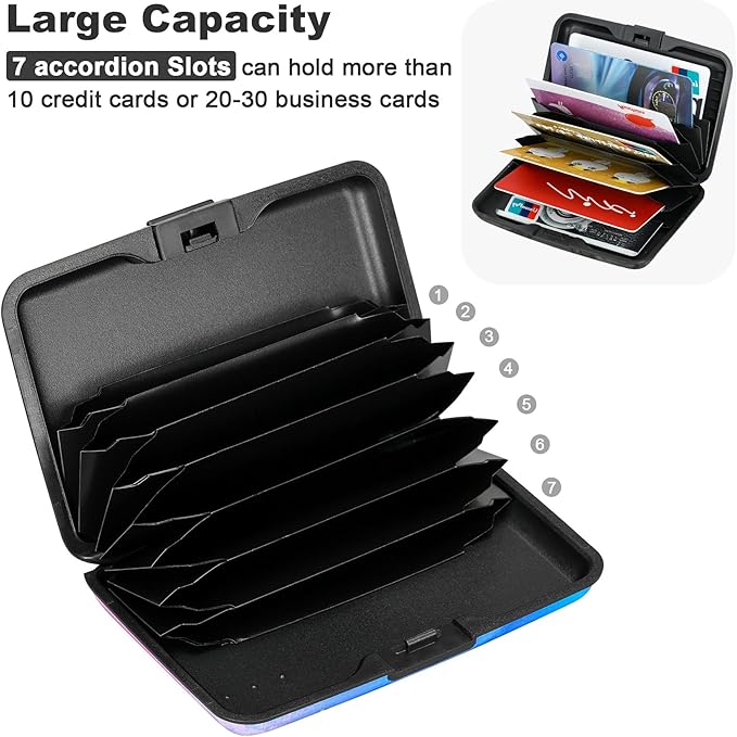 ELFISH RFID Blocking Credit Card Protector Aluminum ID Case Hard Shell Business Card Holders Metal Wallet for Men or Women (One Butterfly)