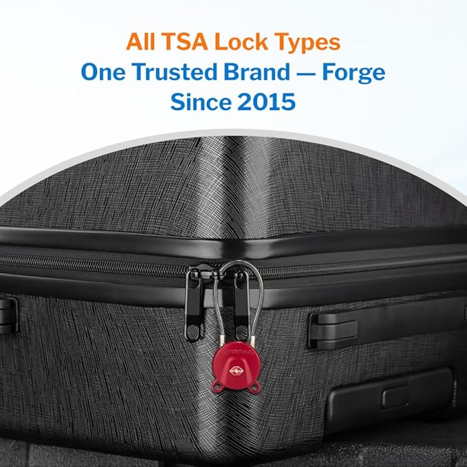 Forge TSA Approved Luggage Locks Ultra-Secure Dimple Key Cable Locks for Travel with Zinc Alloy Body- 2 Red Locks