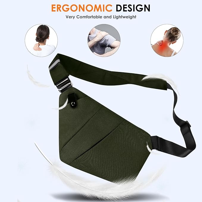 Cross body Bag for Women Men AntiTheft Travel Sling Bag Waterproof Shoulder Bags, Ideal for Adventures Travel Casual Vacation, Army Green